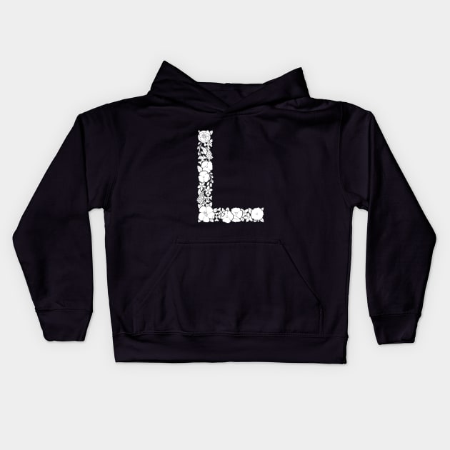 Floral Letter L Kids Hoodie by Litedawn